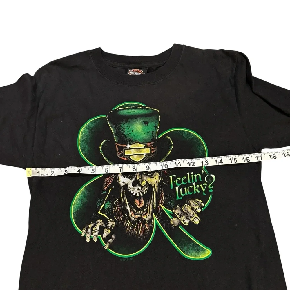 Harley-Davidson Feeling Lucky Graphic Tee‎ Mens Small Shamrock Skull Leprechaun